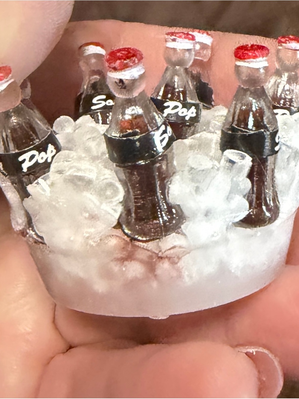 Miniature Cola Bottle Table Accent in Clear and Red